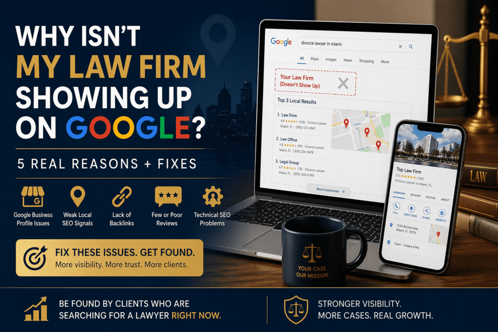 Why Isn’t My Law Firm Showing Up on Google? (5 Real Reasons + Fixes)