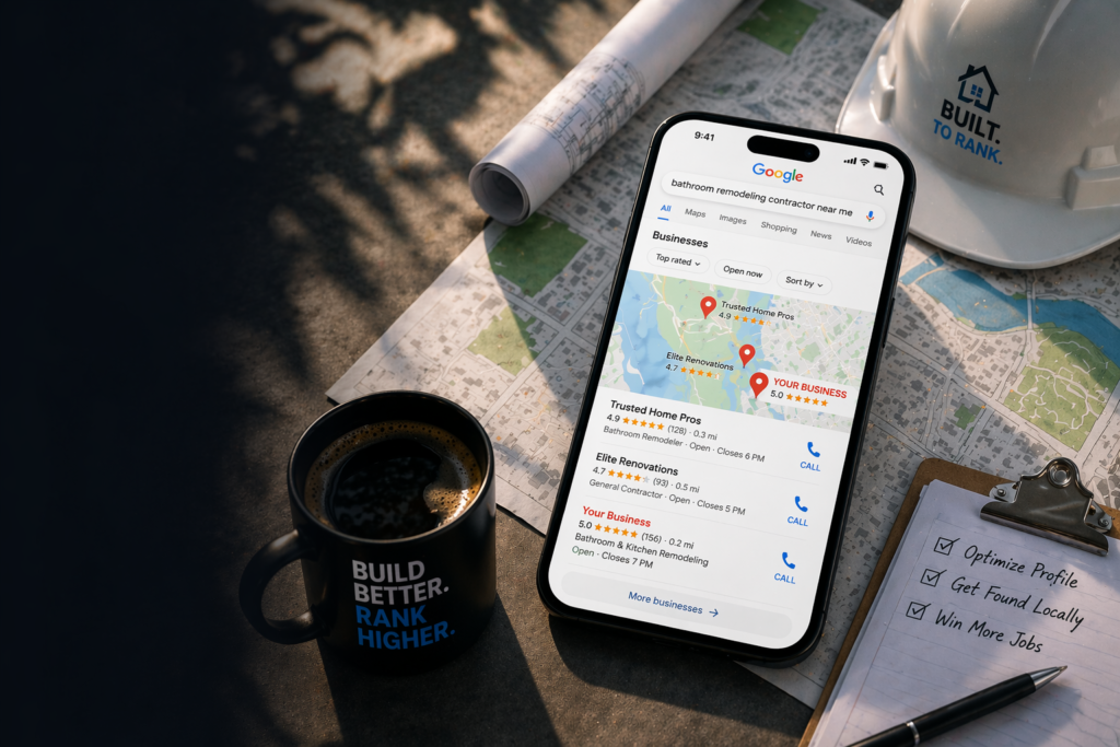 local seo for contractors builders roofers countertops kitchen shop