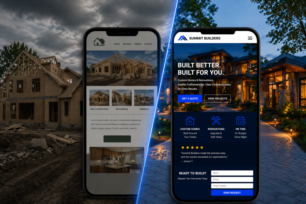 web design for builders contractor roofers countertop kitchen bath
