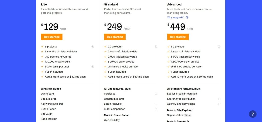 Ahrefs platform feature screen.