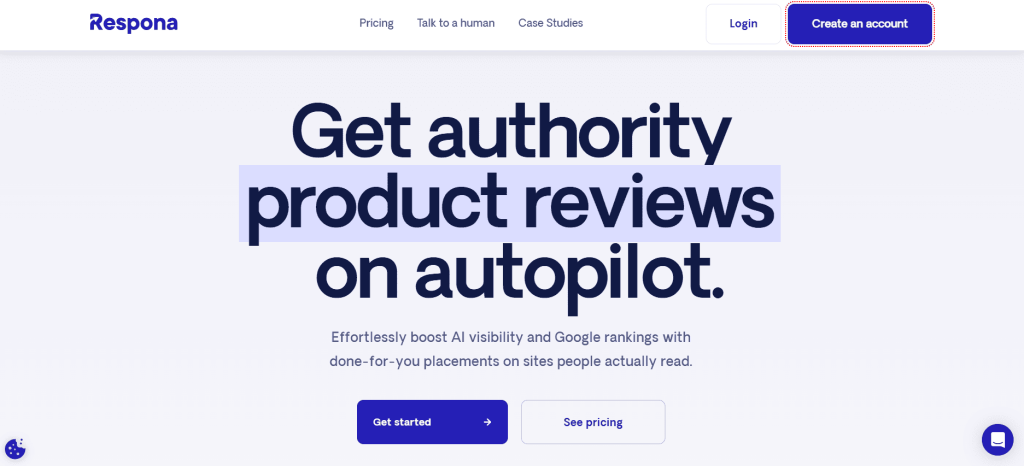 Respona platform interface screenshot for link-building research