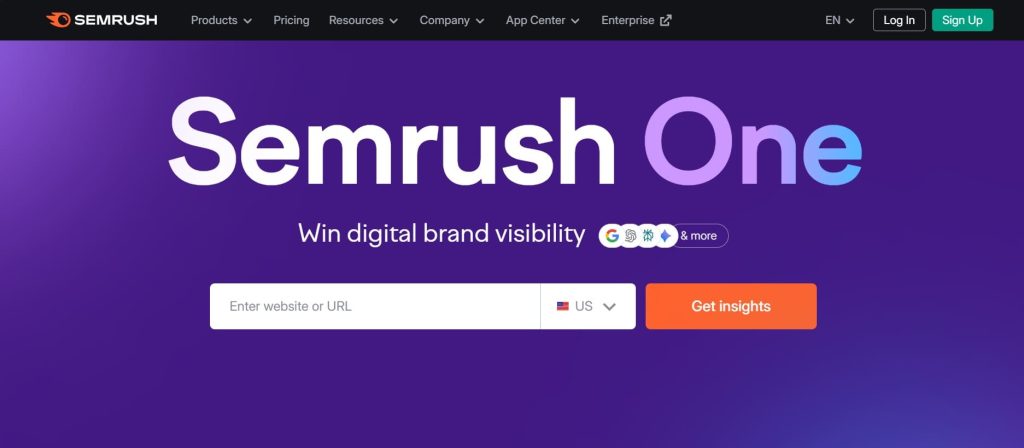 Semrush platform interface screenshot for link-building research