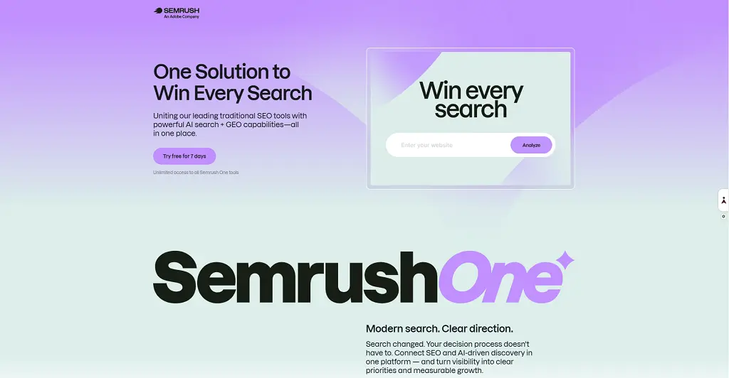 Semrush platform overview screenshot