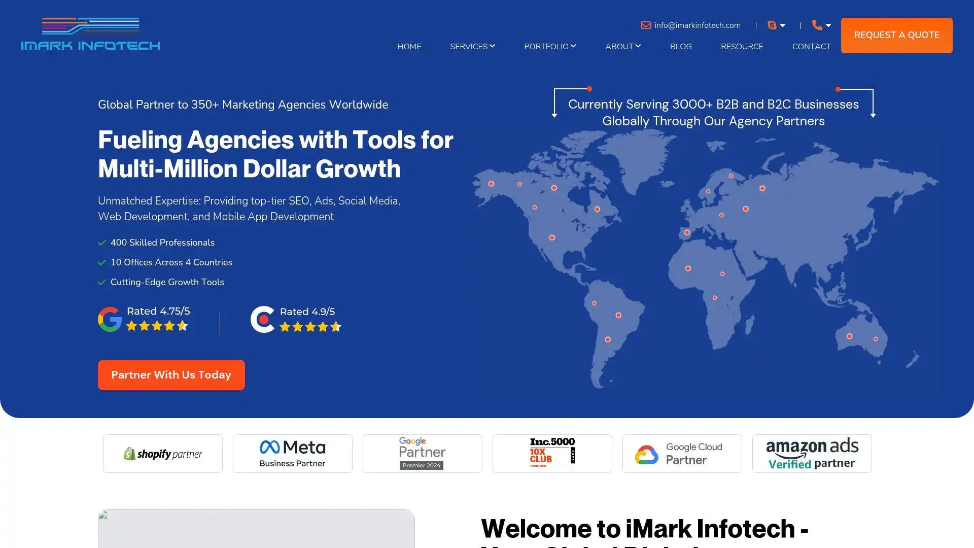 iMark Infotech Pvt. Ltd. website screenshot – digital marketing agency overview