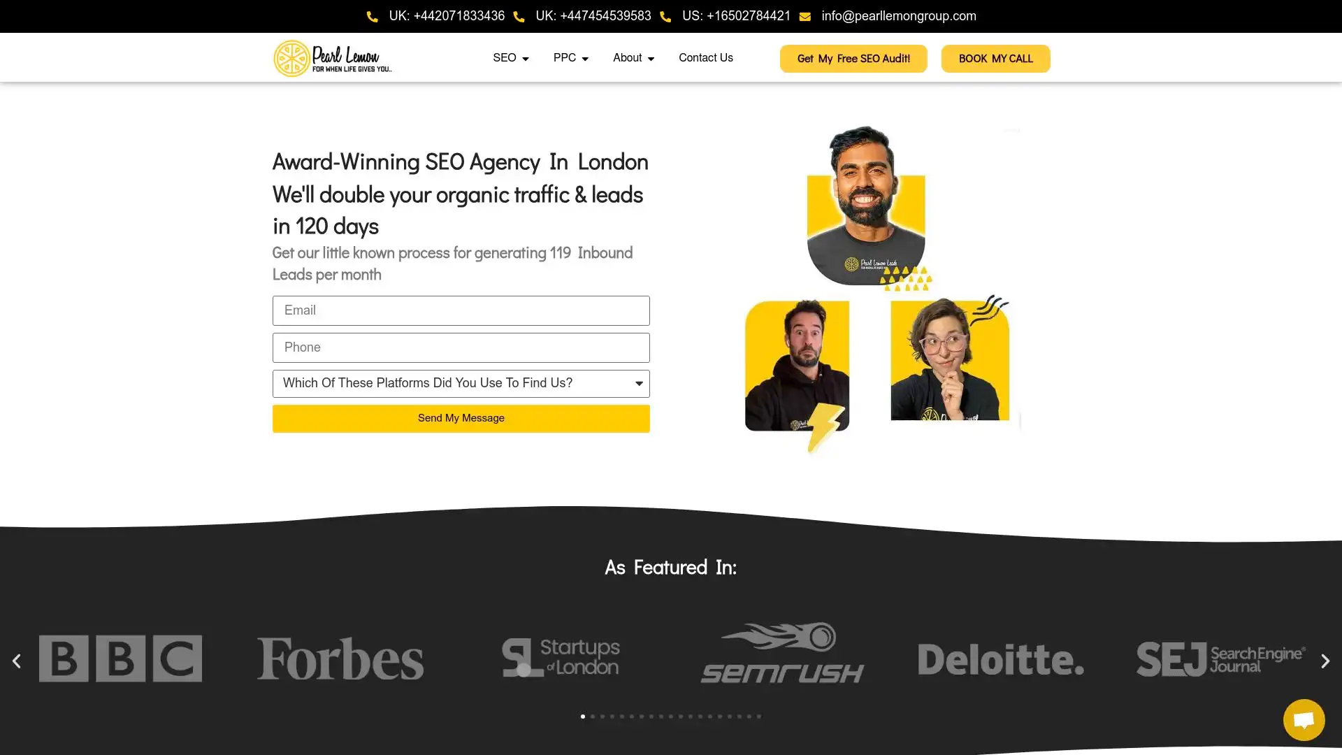 Pearl Lemon website screenshot – digital marketing agency overview