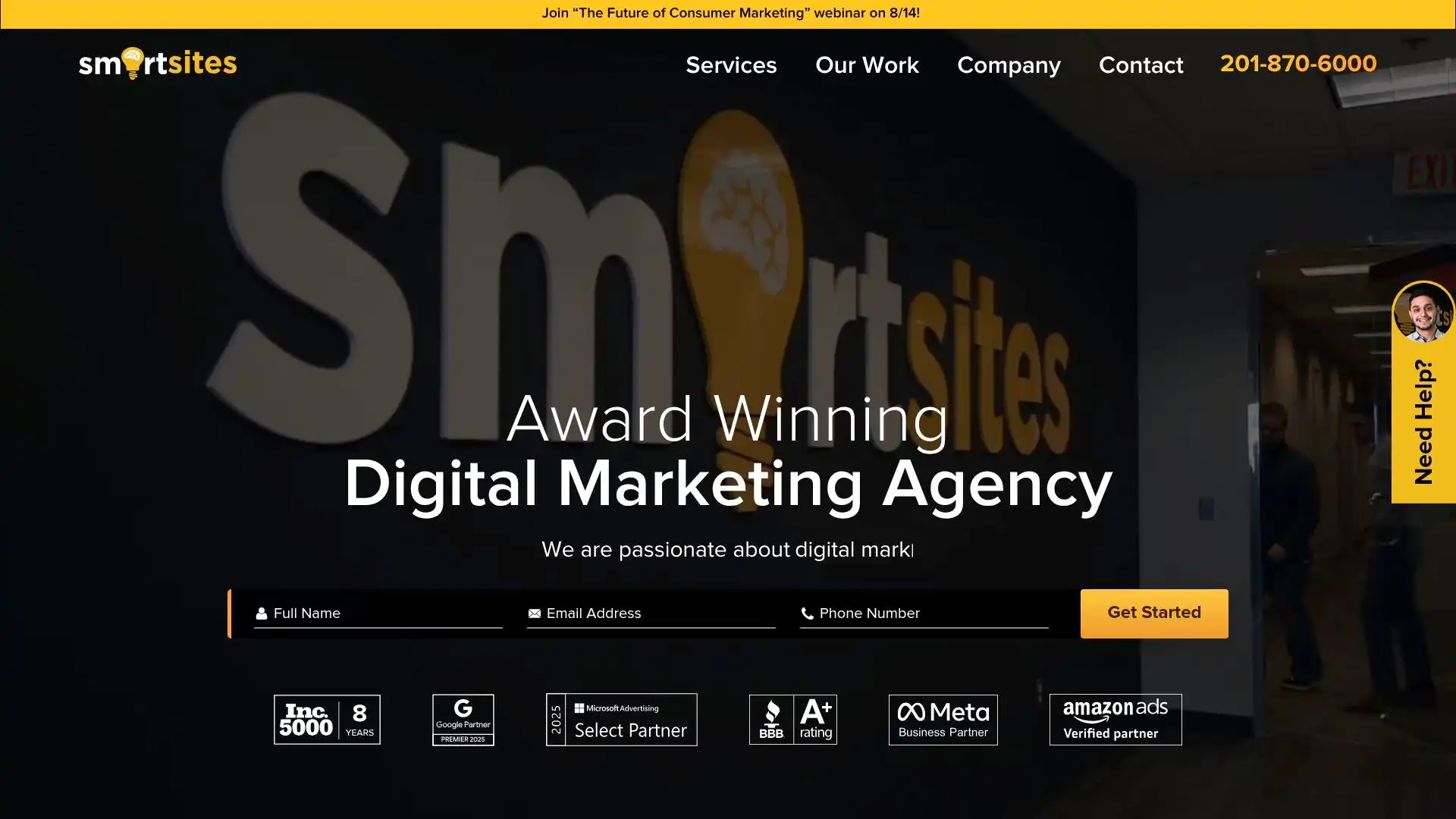 SmartSites website screenshot – digital marketing agency overview